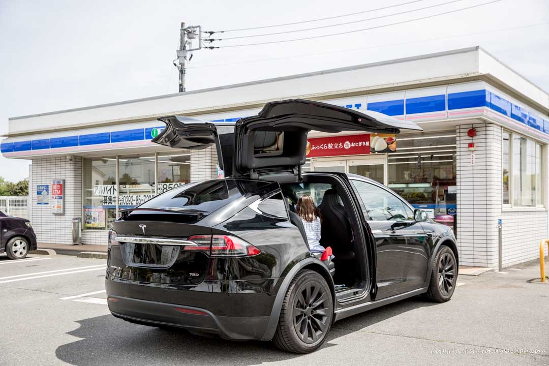 エニカで借りた Tesla Model X ガルウィングに自動運転で子供も大喜び しろくま無添加 写真 子連れ旅行記